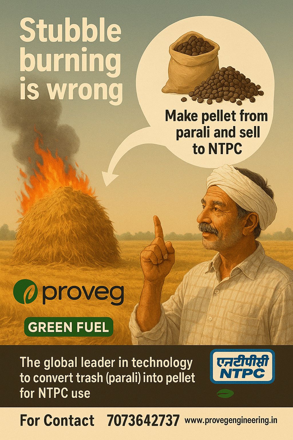 🔥 Stop Stubble Burning – Turn Parali into Profits with Proveg Engineering!